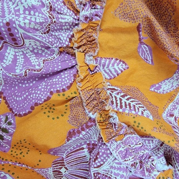 House Of Harlow 1960 Orange Floral Bird Boho Tiered Mini Dress Ruffle Size XL - Picture 6 of 7